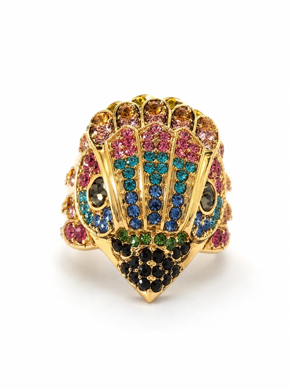 Kurt Geiger London Multicolor Crystal Pavè Eagle Head Statement Ring